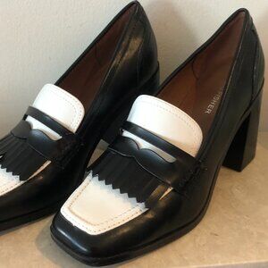Marc Fisher Two-Tone Colorblock Black White Hamish Loafers - Size 8M